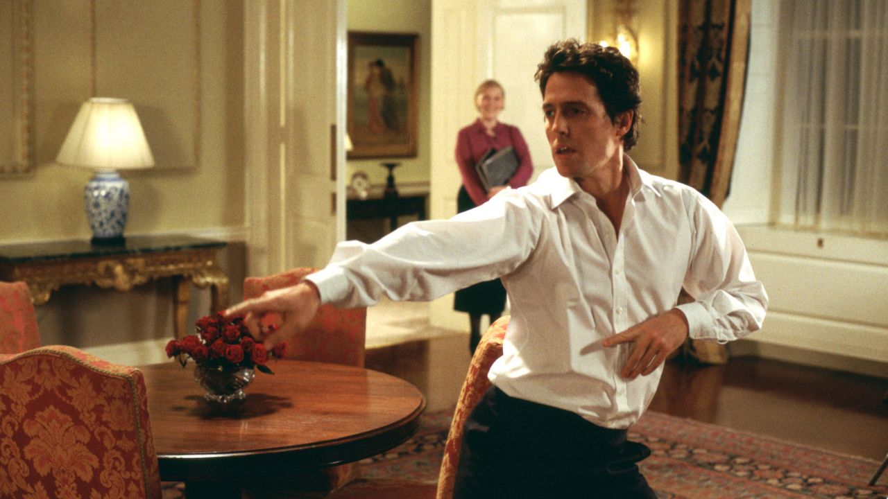 Hugh Grant plays the British prime minister who falls in love with his assistant, played by Martine McCutcheon.