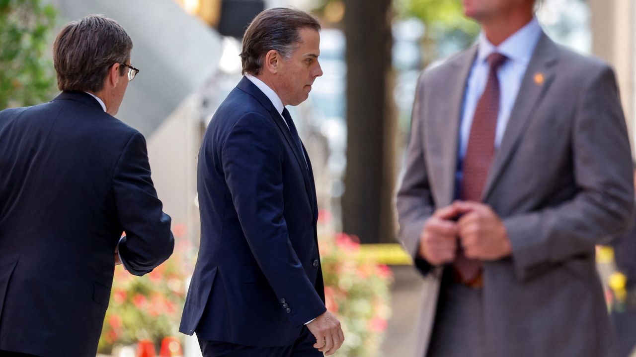 Hunter Biden arrives at federal court to plead guilty to two misdemeanor charges of willfully failing to pay income taxes in Wilmington, Delaware, on July 26. 